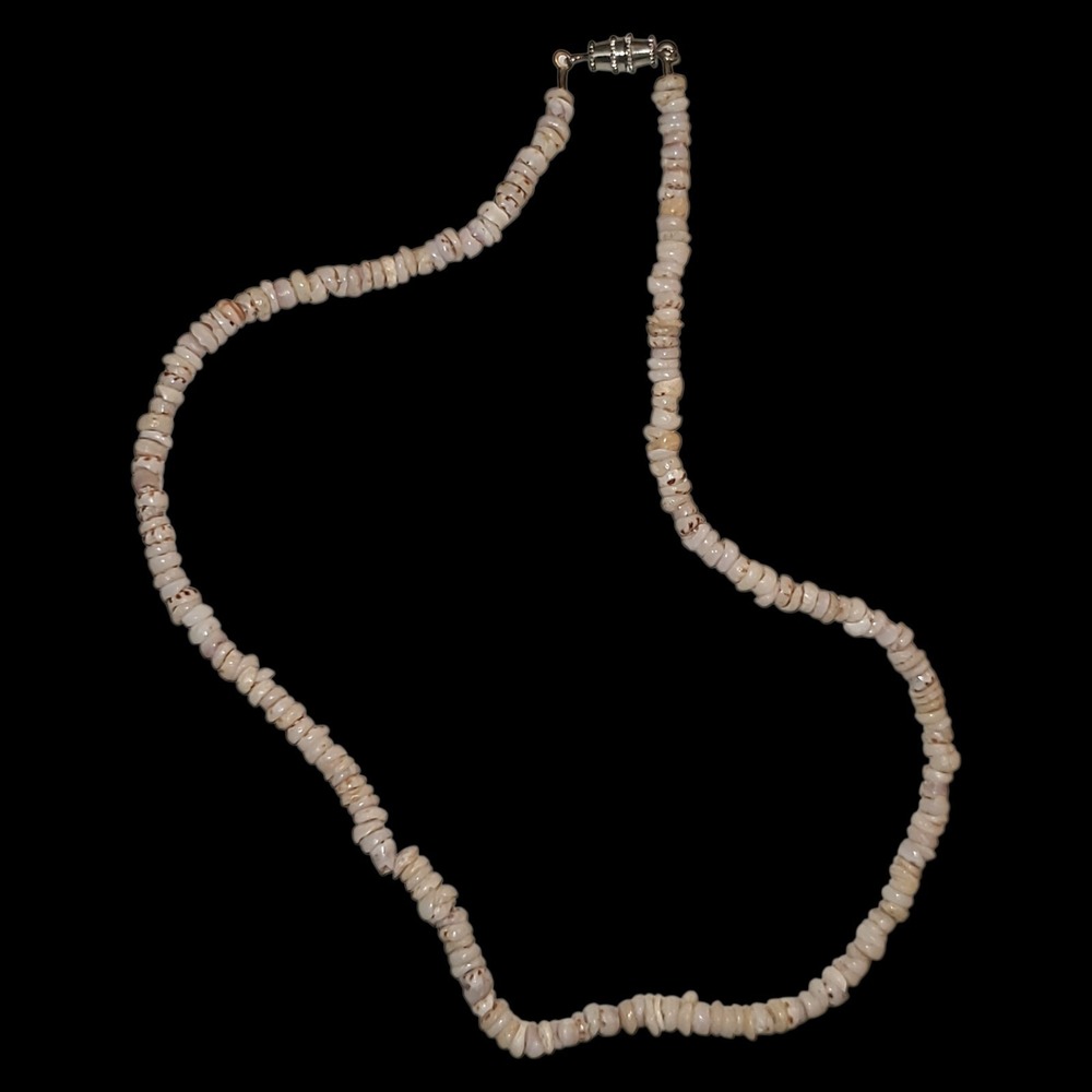 Vintage Hawaiian‎ Tiger Puka Shell Necklace Natural Real Shell 17in 5mm